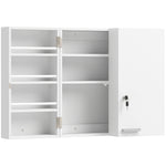 Wall-mounted medicine cabinet, medicine chest with lockable double door, 2 keys, 53x20x53cm, white