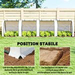 Mini serre de jardin serre à tomates 4 x 1 x 0,80 m acier PE anti-UV 4 portes avec zip enroulables blanc