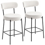 Lot de 2 tabourets de bar en tissu bouclette, chaises de bar avec dossier courbé, repose-pieds, 49x52x95cm, crème