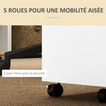 Caisson de bureau à roulettes avec 2 tiroirs coulissants trieur à dossiers 48 x 40 x 59,5 cm blanc
