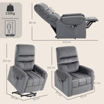 Fauteuil releveur électrique massage vibration et chaleur, fauteuil relax électrique en velours, gris foncé