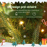 Beleuchteter Weihnachtskranz 60 cm mit 35 LEDs, Timer, 170 Zweigspitzen, Tannenzapfen, Beeren, Stechpalmenblättern, Grün