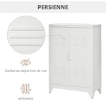 Armadio da ufficio a 3 ripiani mobiletto contenitore per ufficio in metallo 2 ante ripiani regolabili 75 x 33 x 110 cm bianco