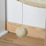 Cat tree climbing tree scratching post design toy hanging pom-pom + plush platform 40 x 40 x 49 cm beige sisal
