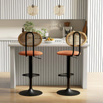 Lot de 2 tabourets de bar chaises de bar hauteur réglable avec dossier en rotin et repose-pieds, marron