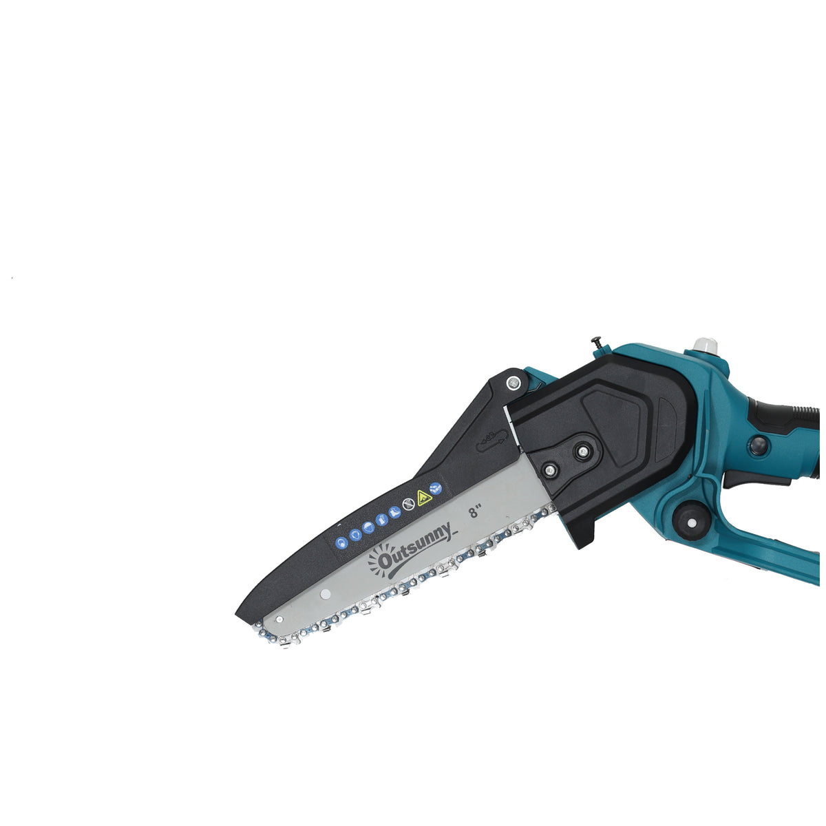 Mini tronçonneuse à batterie 8 pouces 6000mAh 580W élagueuse sans fil pour branches et jardin perche télescopique bleu