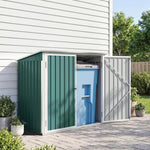 Cache Poubelle Extérieur en Acier Galvanisé pour 2 Poubelles, Double Porte, Couvercle Pneumatique, 180x108x130cm, Vert