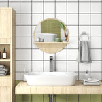 Miroir rond mural de salle de bain avec 1 étagère de rangement - Ø 45 x 10H cm - panneau de particules
