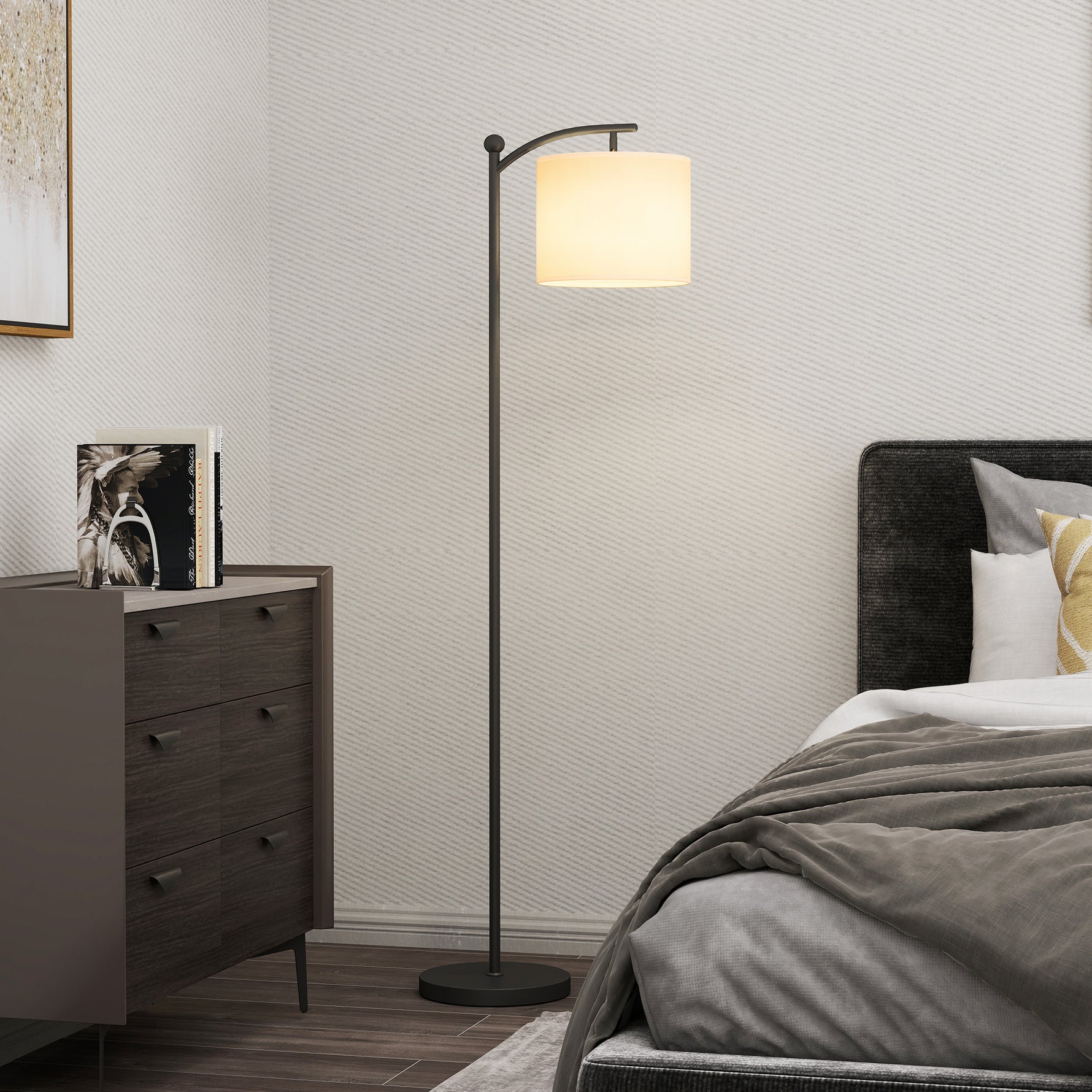 Lampadaire dimmable 2 températures de couleur avec télécommande, minuterie de 60 minutes, 160 cm, noir