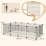 Cage parc enclos pour animaux domestiques bords arrondis fil en acier 140 x 70 x 35 cm noir