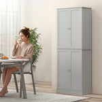 Credenza da cucina con armadietti, ripiano regolabile e portaspezie, 60 x 35 x 166 cm, grigio
