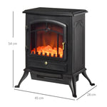 Cheminée électrique à Effet de Flamme poêle Style rétro Thermostat 1000/2000 W Anti surchauffe Noir