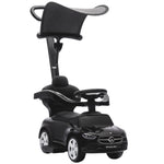 Cavalcabile per bambini 3 in 1 Mercedes-Benz con licenza, protezione, vano portaoggetti, clacson, 83x40x90 cm, nero