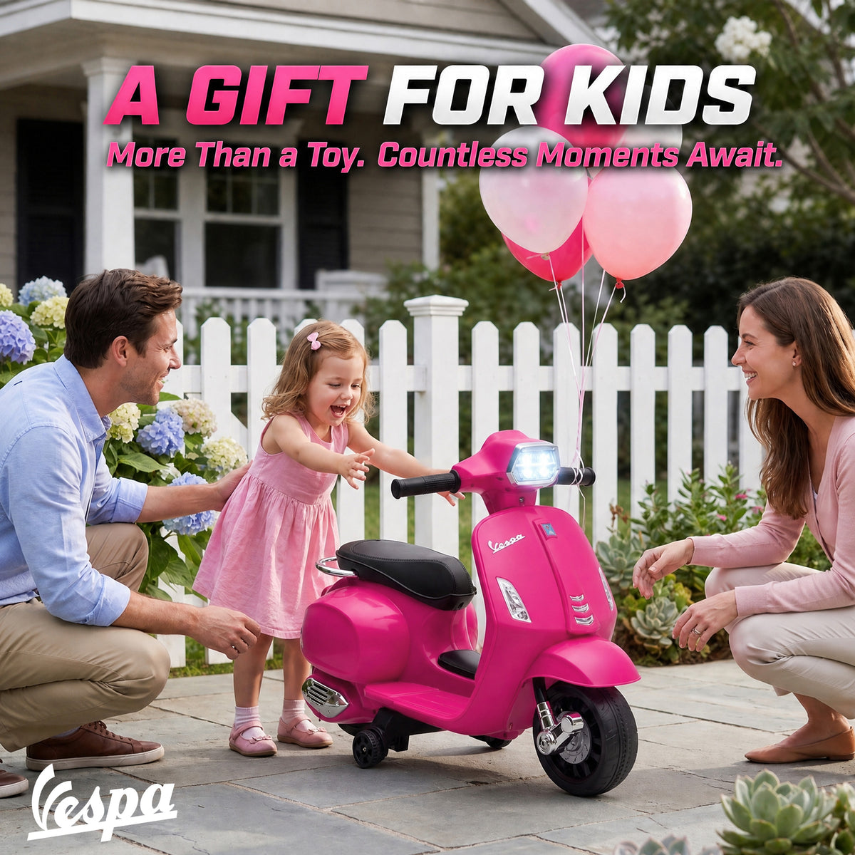 Elektro-Motorrad für Kinder 6 V, Elektroauto für Kinder mit Stützrädern, für 2-4 Jahre, 71 x 37 x 52 cm, Rosa