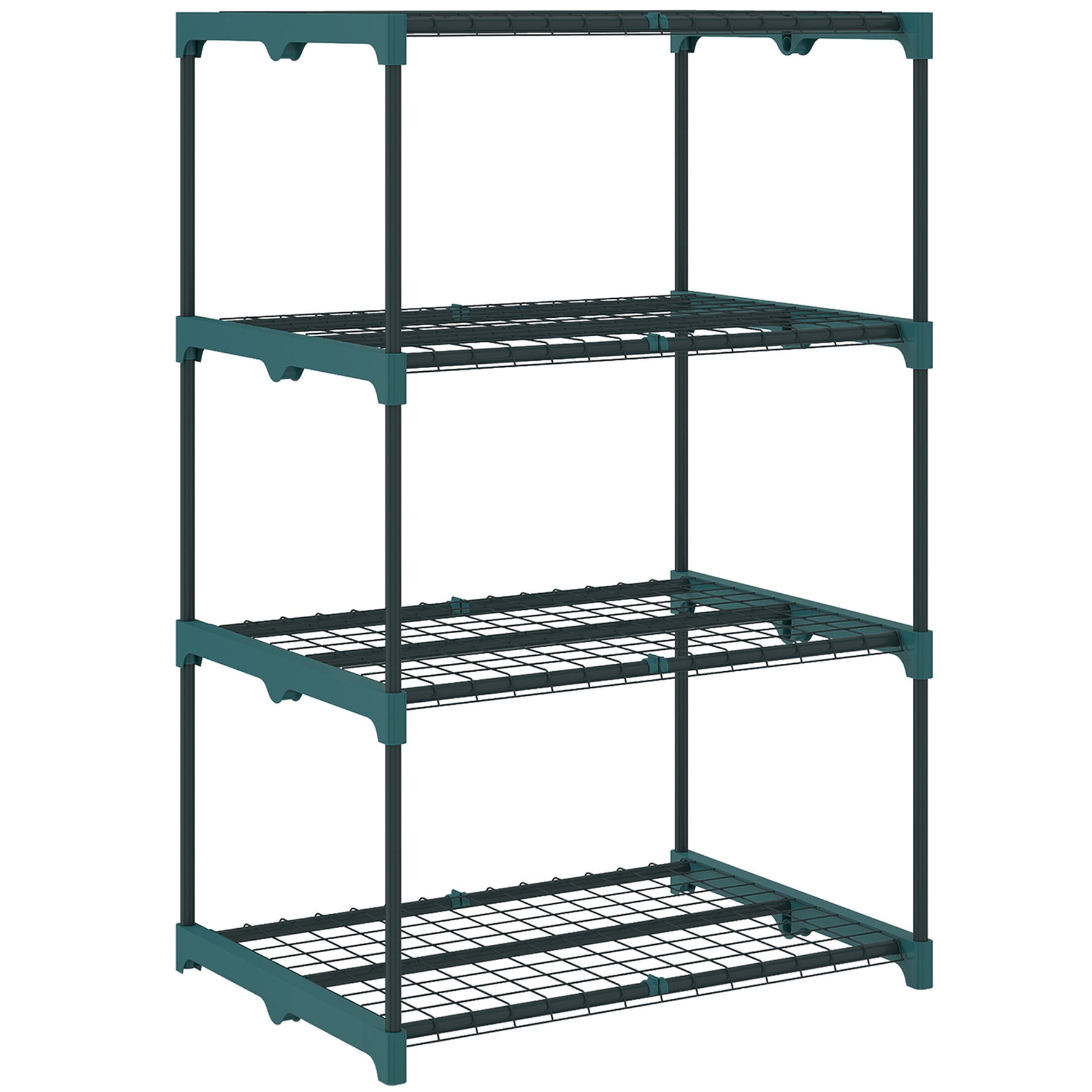 Étagère à fleurs en acier 4 niveaux intérieur et extérieur support de plantes pour jardin balcon salon 67x49x105cm vert