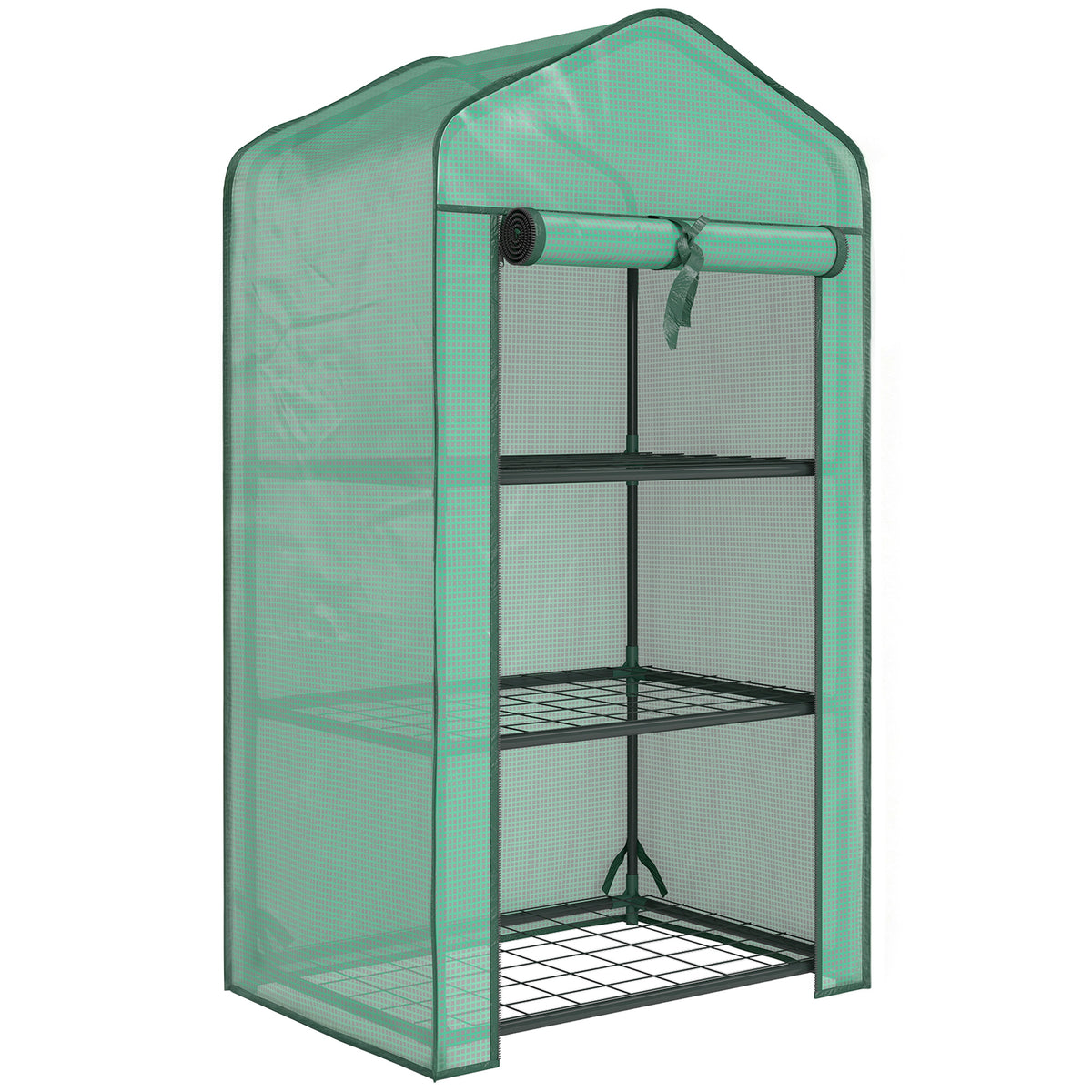 Serre de jardin avec étagères 3 niveaux, serre de balcon, bâche renforcée PE, châssis en acier, 59 x 39 x 127 cm, vert