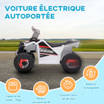 Quad électrique pour enfants véhicule à batterie 6V avec marche avant et arrière 70L x 41,5l x 48,5H cm Blanc