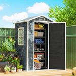 Abri de jardin en plastique avec plancher porte verrouillable fenêtre et ventilation  128 x 104 x196 cm gris