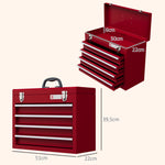 Boite à outils métallique coffret à outils caisse à outils 4 tiroirs + plateau tôle acier 51 x 22 x 39,5 cm rouge