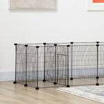 Lot de 2 enclos parc modulable pour petits animaux lapins rongeurs chiots 36 panneaux en fil d'acier 4 portes noir