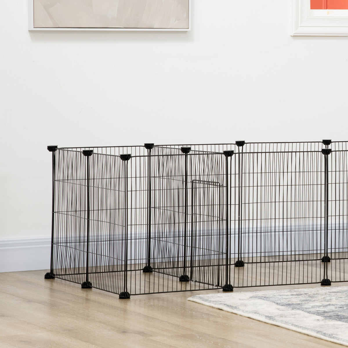 Lot de 2 enclos parc modulable pour petits animaux lapins rongeurs chiots 36 panneaux en fil d'acier 4 portes noir