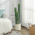 Cactus Artificiel 95 cm, Plante Artificielle en Pot, Tiges Réglables, Grand Réalisme, pour Maison et Bureau, Vert