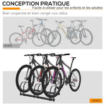 Râtelier 3 vélos -  - rangement pneu 65 mm sol ou mural - pour VTT enfants BMX - 76 x 33 x 27 cm - acier - noir