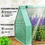Mini Serre de Jardin mini serre tunnel 4 fenêtres avec Zip enroulables Acier PE 140 g/m² Anti-UV 360x90x90cm Vert