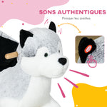 Husky à bascule pour enfants cheval à bascule jouet à bascule bébé 18-36 mois - musique poignées ceinture de sécurité