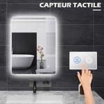 Miroir rectangulaire mural lumineux LED de salle de bain 80 x 60 cm luminosité réglable blanc transparent