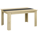 Table de salle à manger pour 6 personnes en bois aspect naturel et noir, dim. 140L x 90l x 75H cm