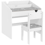 Ensemble Bureau et chaise pour enfants, avec rangement, tiroir coulissant, pour les 3-6 ans, motif étoilé - Gris