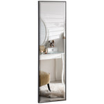 Miroir Mural dim. 120L x 35l cm - Film sécurité Anti déflagrant, système Attache Inclus - Cadre Alliage alu. Noir