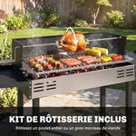 Barbecue charbon de bois BBQ avec grille de gril à 3 niveaux et étagères latérales pliables, 118 x 32 x 90 cm, noir