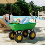Chariot de Jardin à Main Benne basculante 75° 75L Charge Max. 200 Kg 4 Roues pneumatiques Acier PP Jaune Vert