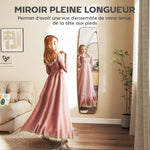 Grand miroir mural ovale 160 x 40 cm, miroir suspendu moderne, cadre en métal et bois, prêt à accrocher, doré