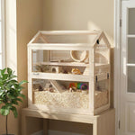 Gabbia per criceti Habitat per roditori 3 piani vaschetta impermeabile pannelli in acrilico con vista a 360° accessori 76x45,5x77cm legno