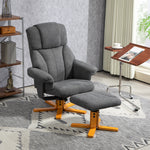 Fauteuil relax avec repose-pied, fauteuil de relaxation, dossier inclinable, assise rembourrée, 79x80x104cm, gris foncé