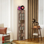 Rangements pour CD et DVD 9 compartiments et 6 étagères réglables capacité max. 260 CD/120 DVD 33 x 24 x 140 cm bois naturel