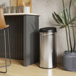 Poubelle cuisine automatique 42L acier inoxydable, poubelle à couvercle à fermeture en douceur, 30,5x30,5x68cm, argent