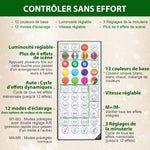Sapin de Noël artificiel 180 cm, arbre de Noël, lumières LED synchronisées colorées et télécommande, 899 pointes, vert