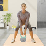 Kettlebell 12 kg haltère avec poignée antidérapante pour fitness musculation cardio, 21 x 21 x 30 cm, gris et vert
