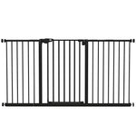 Barrière de sécurité animaux porte fermeture automatique système de double verrouillage sans perçage 3 extensions noir
