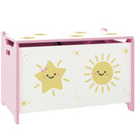 Coffre à jouets avec couvercle, coffre de rangement enfant avec charnières de sécurité, 60 x 37 x 39 cm, rose