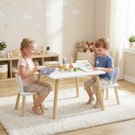 Ensemble table et 2 chaises enfant design scandinave motif oreille de lapin bois pin blanc