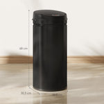 Poubelle cuisine automatique 42L acier inoxydable, poubelle à couvercle à fermeture en douceur, 30,5x30,5x68cm, noir