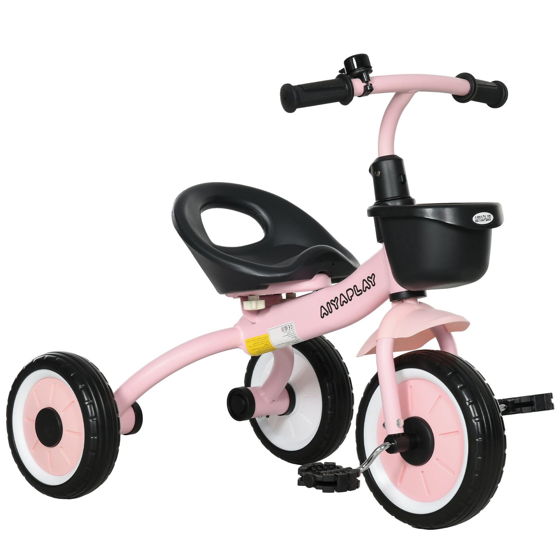 Tricycle enfants avec sonnette et panier selle réglable avec dossier - pour enfant de 2 à 5 ans rose