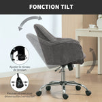 Chaise de bureau, fauteuil de bureau ergonomique réglable en hauteur, siège pivotante, fonction de bascule, gris
