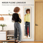 Grand miroir pleine longueur, miroir mural ou sur pied rectangulaire, 40 x 160 cm avec éclairage LED 3 couleurs, chêne