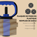 Ensemble d'haltères musculation 6-en-1 haltère réglable 20 kg kettlebell, barre de musculation support pour pompes bleu